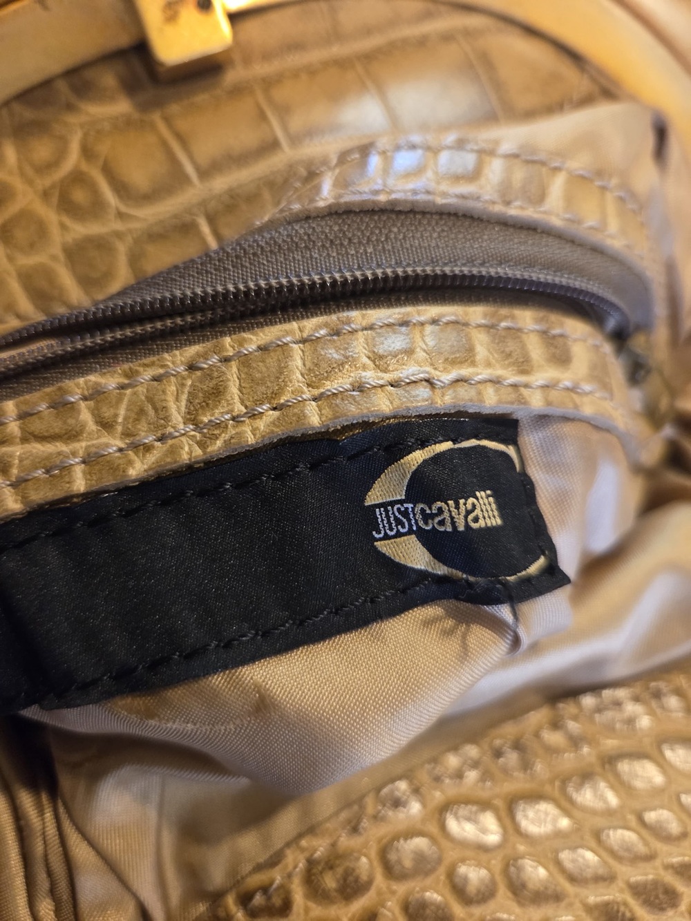 Just Cavalli Gold-Trim Plaid Equestrian Print Top-Handle Bag Shoulder Bag! - Picture 6 of 6